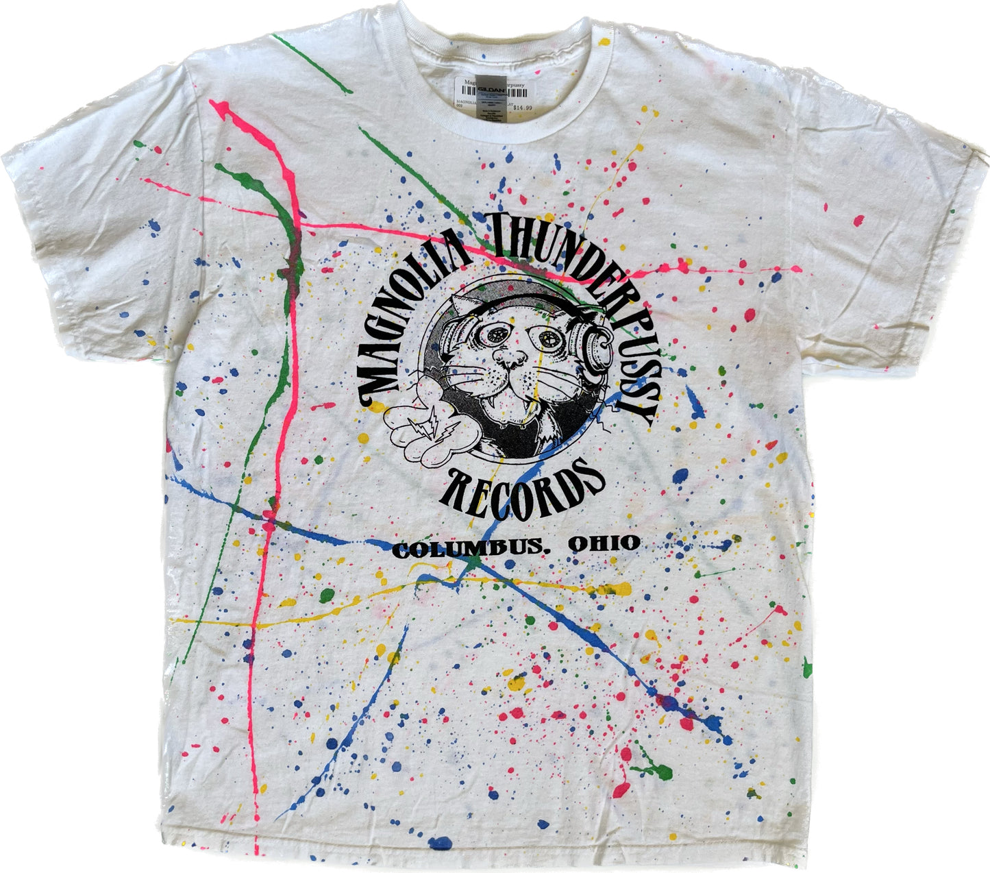 White Rainbow Splatter Short Sleeve Tee